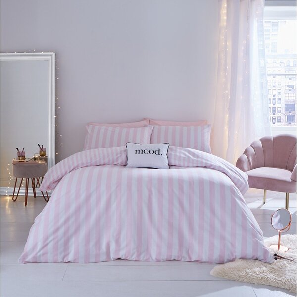 Bílé/růžové povlečení na dvoulůžko 200x200 cm Stripe Tease – Sassy B