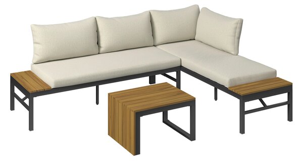 TERASOVÁ SEDACÍ SOUPRAVA dřevo, kov, textil Ambia Garden