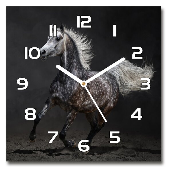 Skleněné hodiny čtverec Šedý arabský kůň pl_zsk_30x30_f_49747605