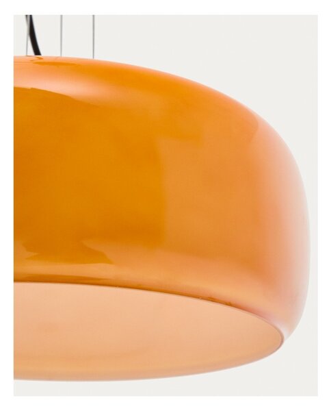 Oranžové LED závěsné svítidlo se skleněným stínidlem ø 38 cm Reig – Kave Home