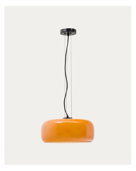Oranžové LED závěsné svítidlo se skleněným stínidlem ø 38 cm Reig – Kave Home