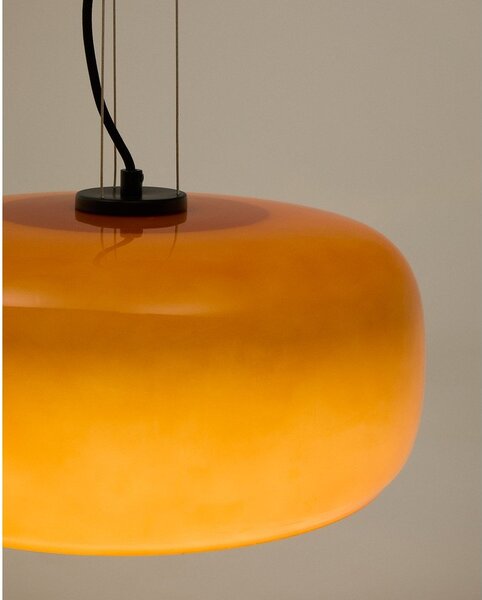 Oranžové LED závěsné svítidlo se skleněným stínidlem ø 38 cm Reig – Kave Home