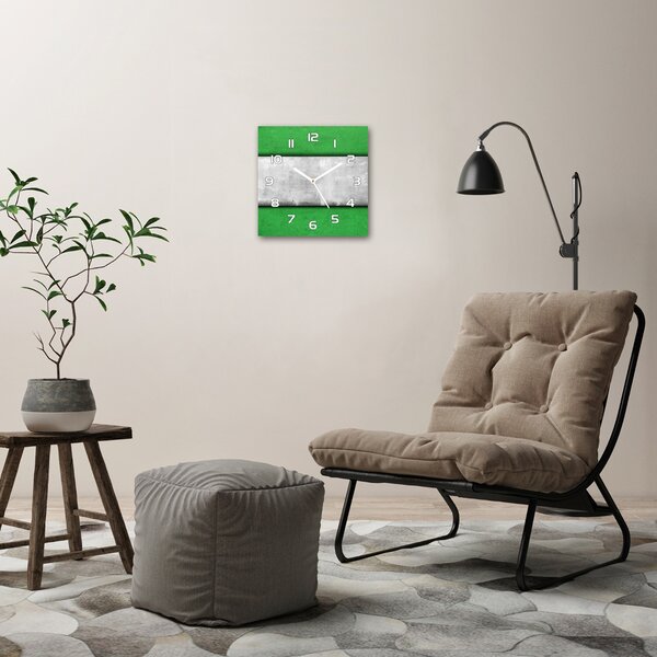 Skleněné hodiny čtverec Zelená zeď pl_zsk_30x30_f_51823590