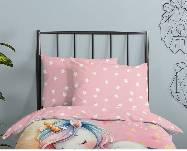 Růžové bavlněné dětské povlečení na jednolůžko 140x200 cm Molly – Good Morning