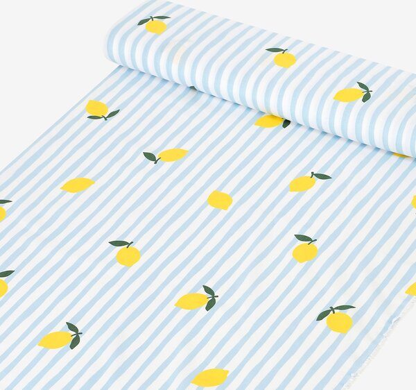 Goldea bavlněné plátno - svěží citrony s proužky 160 cm