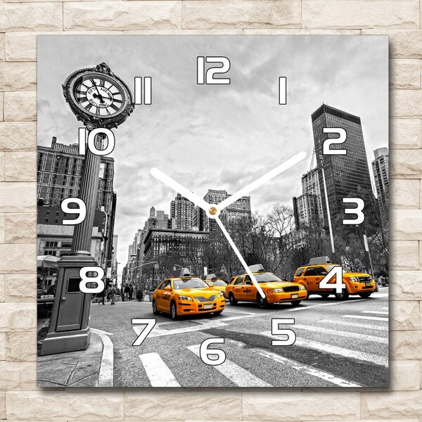 Skleněné hodiny čtverec Taxi New York pl_zsk_30x30_f_58379614