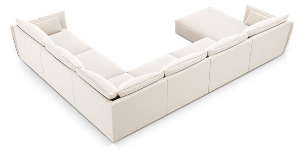 Béžová sametová rohová pohovka (pravý roh/do "U") Vanda – Mazzini Sofas
