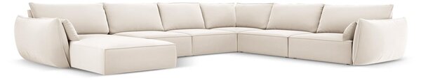 Béžová sametová rohová pohovka (pravý roh/do "U") Vanda – Mazzini Sofas