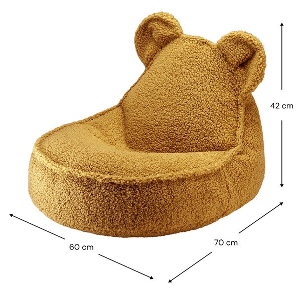 Hnědý dětský sedací vak z textilie bouclé Bear – Wigiwama