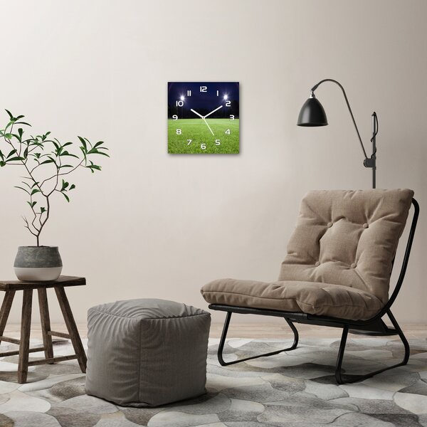 Skleněné hodiny čtverec Fotbalové hřiště pl_zsk_30x30_f_65103124