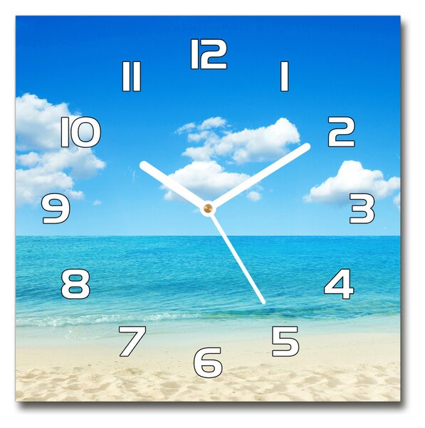 Skleněné hodiny čtverec Rajská pláž pl_zsk_30x30_f_67235061