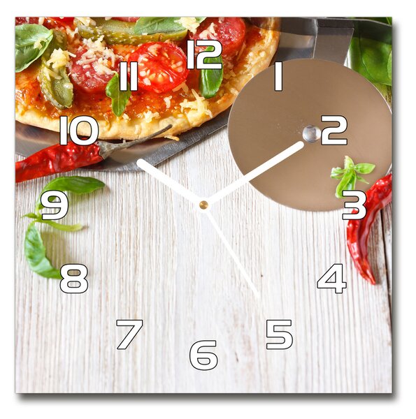 Skleněné nástěnné hodiny čtverec Pizza pl_zsk_30x30_f_68071696