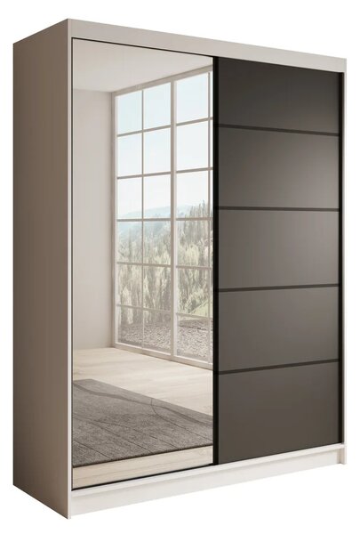 Posuvná skříň se zrcadlem 150 cm NIKA - bílá / černá