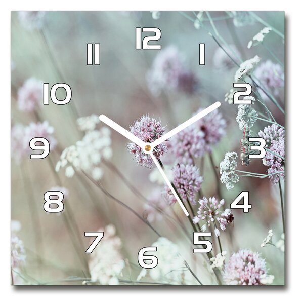 Skleněné hodiny čtverec Divoké květiny pl_zsk_30x30_f_68608156