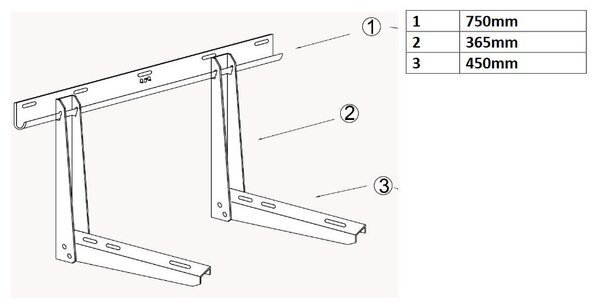 Držák klimatizace MW Power MWAC-L-01, 750x365x450, nosnost 150kg