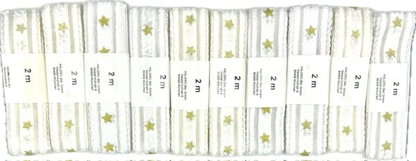Sada 10× Vánoční stuha SNOW ROMANCE – bílá 25mm x 2m (14,-Kč/ks) (7,-Kč/m)
