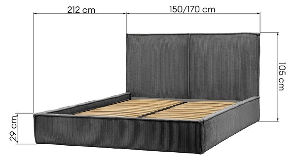 KK Čalouněná postel KORDULA 140x200 šedá
