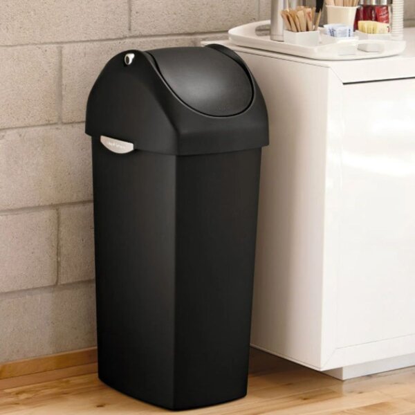 Odpadkový koš Simplehuman – 40 l, houpací víko, černý plast