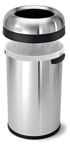 Odpadkový koš Simplehuman do komerčních prostor – 80 l, kulatý, otevřený, matná nerez ocel