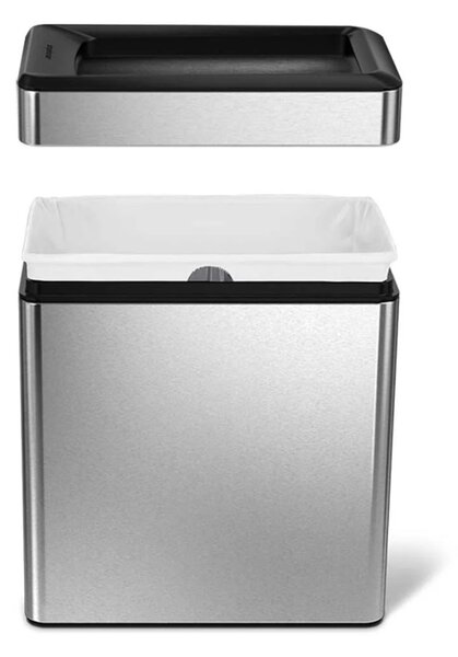 Odpadkový koš Simplehuman – 10 l, hranatý, otevřený, matná ocel