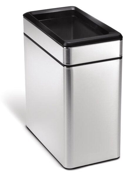 Odpadkový koš Simplehuman – 10 l, hranatý, otevřený, matná ocel