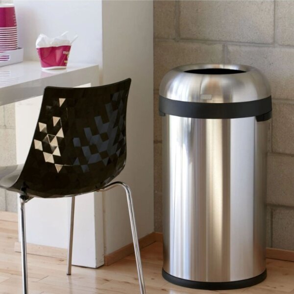 Odpadkový koš Simplehuman do komerčních prostor – 80 l, kulatý, otevřený, matná nerez ocel