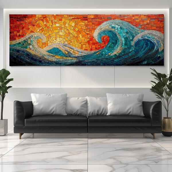 Obraz na plátně - Mozaikové vlny FeelHappy.cz Velikost obrazu (šířka x výška): 60 x 20 cm
