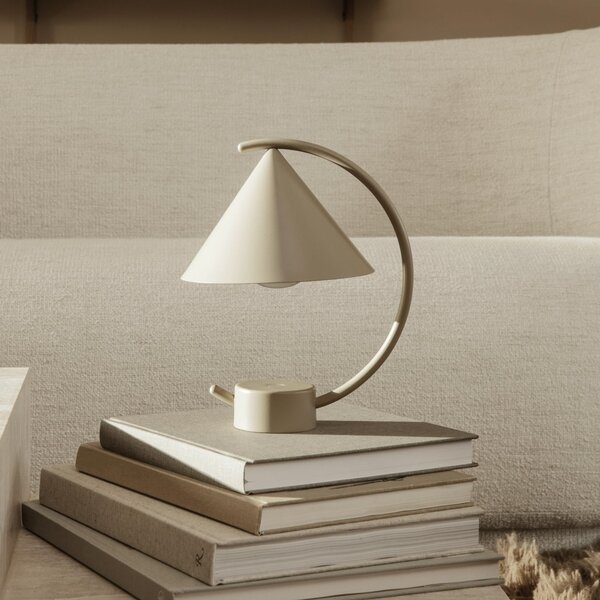 Stolní lampa ferm LIVING, Meridian, stmívatelné, Béžová, Obývací pokoj, Kov, Design