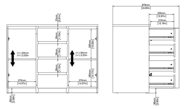 Komoda v dekoru dubu v přírodní barvě 121x91x50 cm Naia – Tvilum