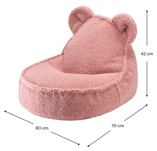 Růžový dětský sedací vak z textilie bouclé Bear – Wigiwama