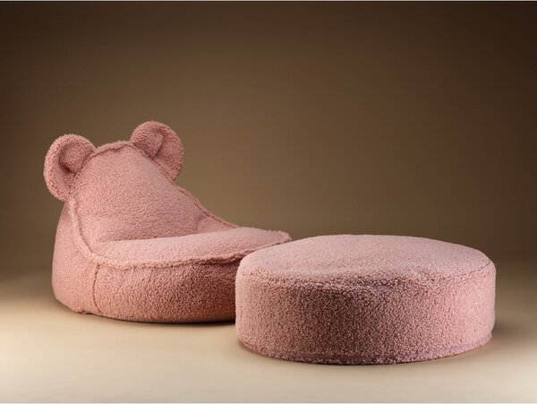 Růžový dětský sedací vak z textilie bouclé Bear – Wigiwama