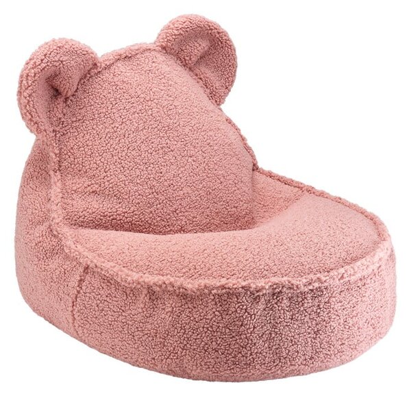 Růžový dětský sedací vak z textilie bouclé Bear – Wigiwama