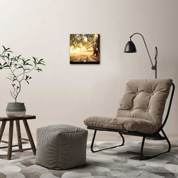 Skleněné hodiny na stěnu Olivové dřebo pl_zsk_30x30_f_77330786