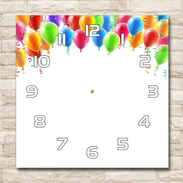 Skleněné hodiny čtverec Barevné balony pl_zsk_30x30_f_77215325