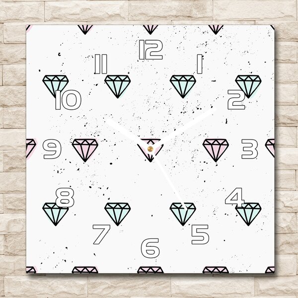 Skleněné nástěnné hodiny čtverec Diamanty pl_zsk_30x30_f_77866968