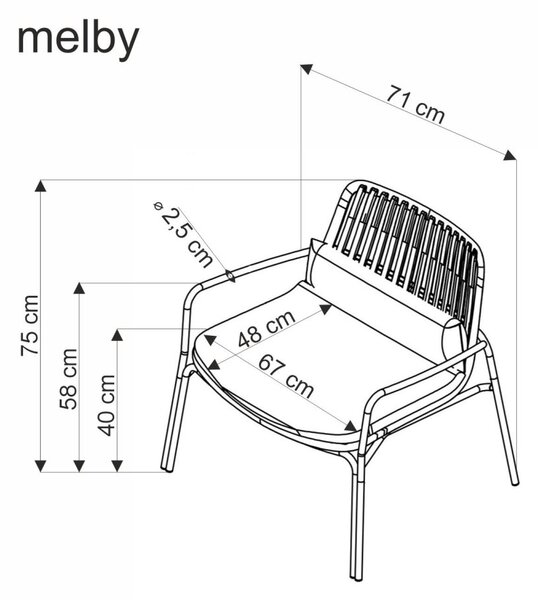 Halmar Zahradní křeslo MELBY bílé