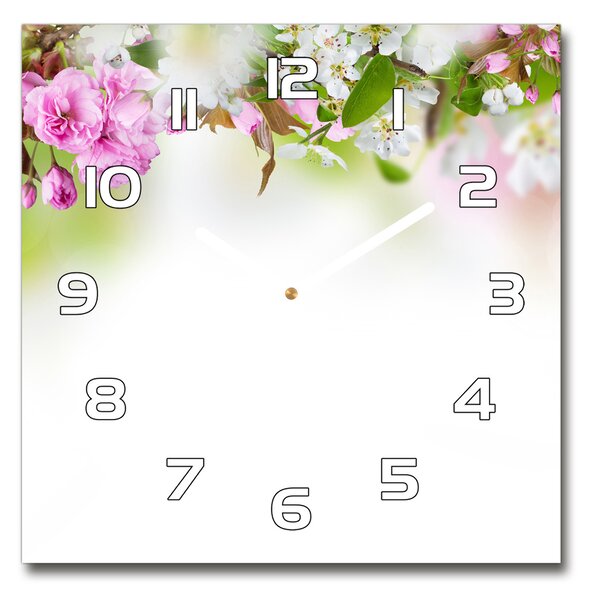 Skleněné hodiny čtverec Jarní květiny pl_zsk_30x30_f_79458656