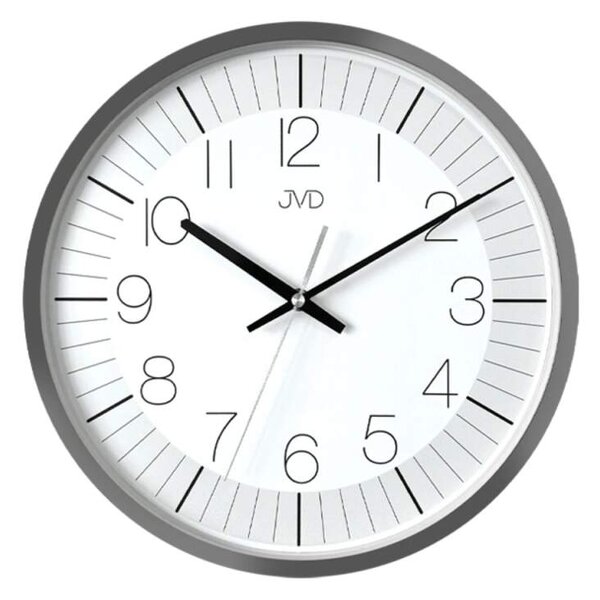 JVD Antracitové nástěnné tiché netikající hodiny JVD JVD HX8019.3 (hodiny s plynulým tichým chodem)