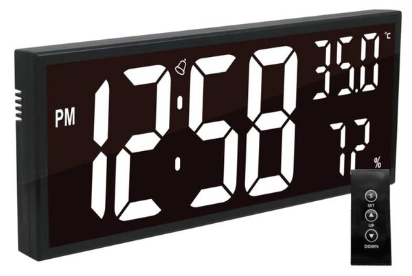JVD Digitální černé nástěnné hodiny s LED podsvícením bílé číslice JVD DH309.1 ( )