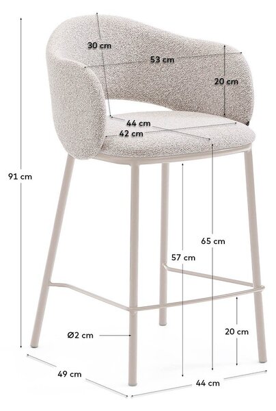Barová židle slonovinová (výška sedáku 65 cm) Maina – Kave Home