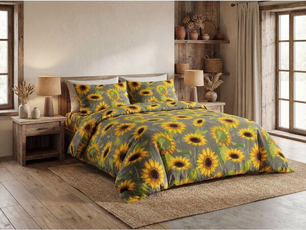 Bavlněné povlečení SUNFLOWER šedé Rozměr povlečení: 70 x 90 cm | 140 x 200 cm