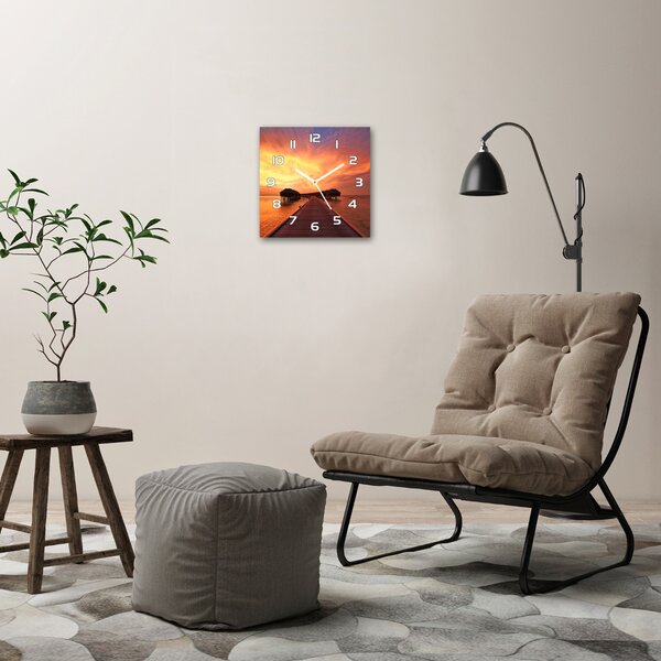Skleněné hodiny na stěnu Bungalovy Maledivy pl_zsk_30x30_f_80965646