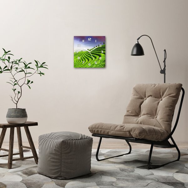 Skleněné hodiny čtverec Plantace čaje pl_zsk_30x30_f_83004057
