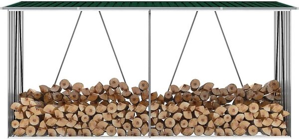 VidaXL Zahradní kůlna na dříví z pozinkové oceli 330x84x152 cm [47085] Barva: Šedá