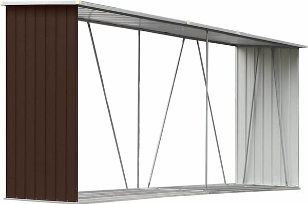 VidaXL Zahradní kůlna na dříví z pozinkové oceli 330x84x152 cm [47085] Barva: Šedá