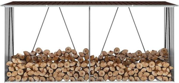 VidaXL Zahradní kůlna na dříví z pozinkové oceli 330x84x152 cm [47085] Barva: Šedá
