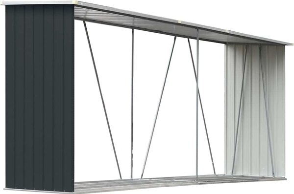 VidaXL Zahradní kůlna na dříví z pozinkové oceli 330x84x152 cm [47085] Barva: Šedá