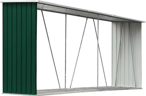 VidaXL Zahradní kůlna na dříví z pozinkové oceli 330x84x152 cm [47085] Barva: Šedá