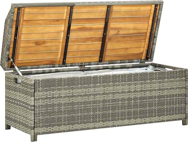 VidaXL Zahradní lavice s úložným prostorem 120 cm polyratan [46481] Barva: Šedá
