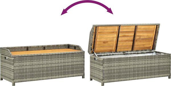 VidaXL Zahradní lavice s úložným prostorem 120 cm polyratan [46481] Barva: Šedá
